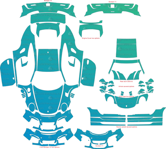 Porsche 911 (991.1) GT3 RS (2015 - 2017) Coupe pre-cut PPF vector template download