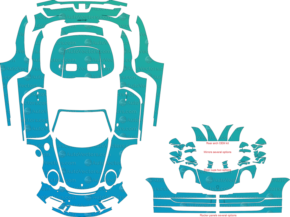 Porsche 911 (991.2) Speedster (2019–2020) Cabriolet pre-cut PPF vector template downloadd