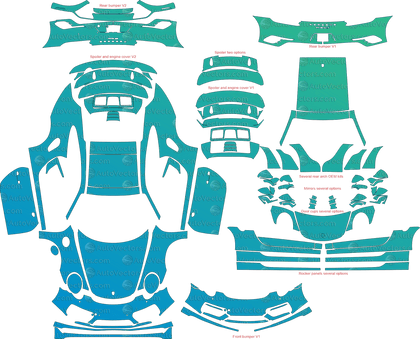 Porsche 911 (991.2) Turbo, Turbo S (2017 - 2019) Coupe Pre-Cut PPF Pattern Templates