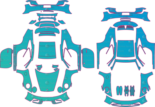Porsche 911 Carrera T Club (From 2026) Coupe pre-cut PPF pattern layout