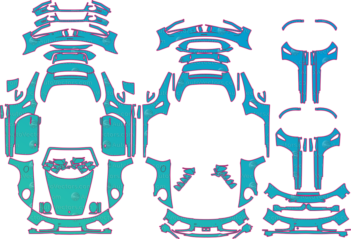 Porsche 911 Turbo S (From 2026) Cabriolet pre-cut PPF pattern layout