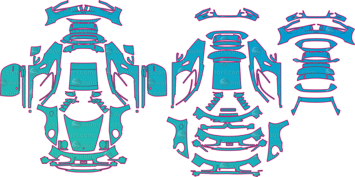 Porsche 911 Turbo S (From 2026) Coupe pre-cut PPF pattern layout
