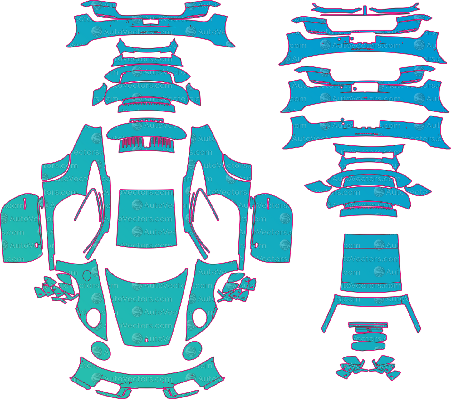 Porsche 911 992.2 GTS Facelift (From 2025) Coupe Pre-Cut PPF Pattern Templates – pre-cut PPF pattern templates, digital download vector files (CDR, AI, PDF, DXF, SVG)