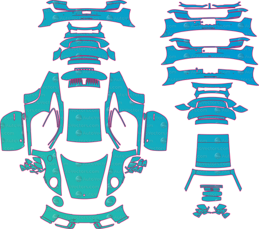 Porsche 911 992.2 GTS Facelift (From 2025) Coupe Pre-Cut PPF Pattern Templates – pre-cut PPF pattern templates, digital download vector files (CDR, AI, PDF, DXF, SVG)