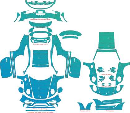 Porsche 911 (992) Carrera S, 4S Sport Design and Aero kit (From 2020) Coupe Pre-Cut PPF Pattern Templates