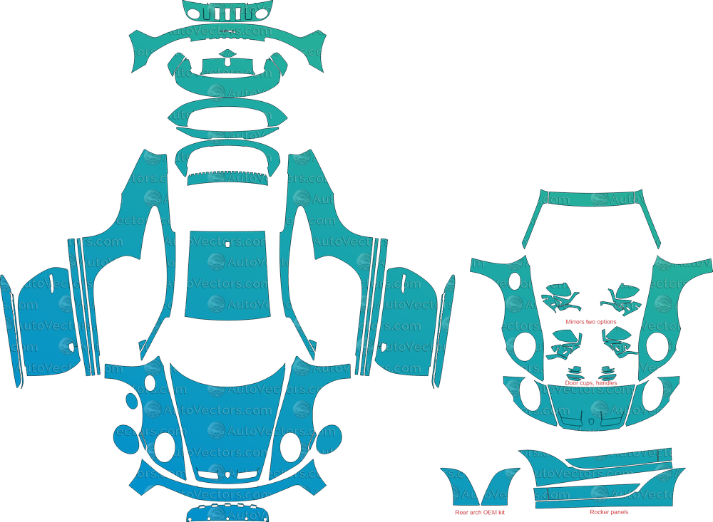 Porsche 911 (992) Dakar (From - 2023) Coupe pre-cut PPF vector template download