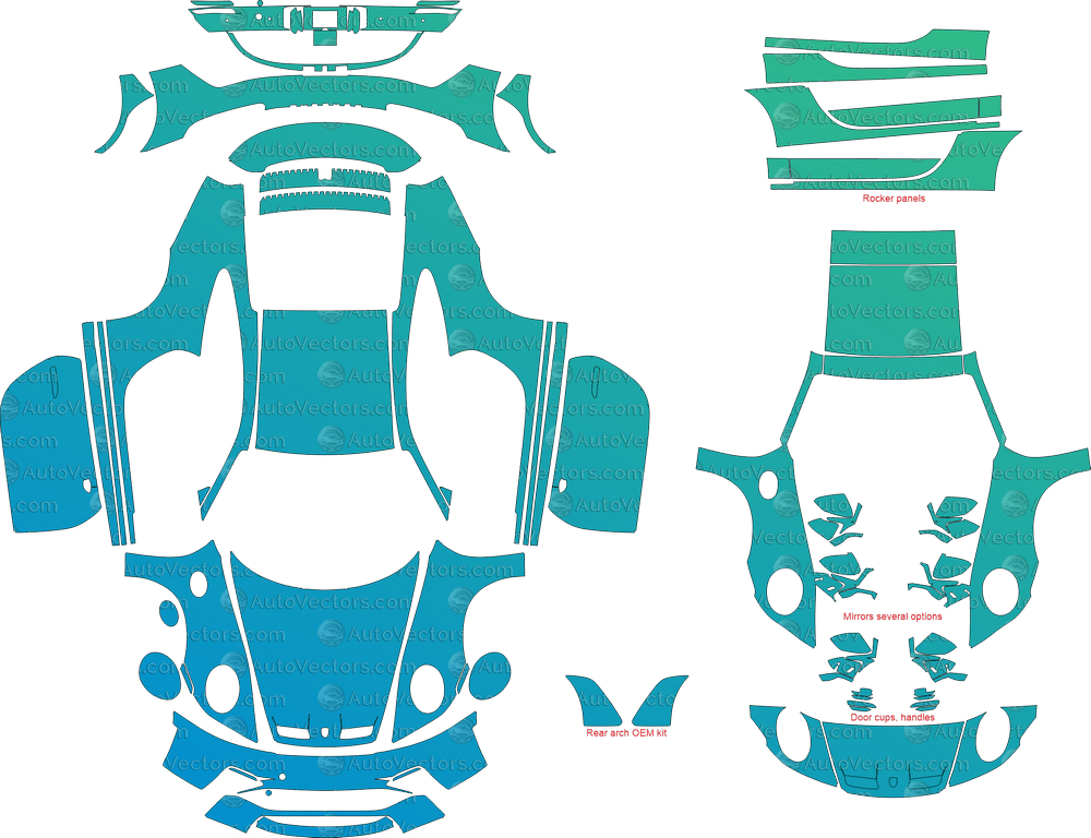Porsche 911 (992) S T (2024) Coupe pre-cut PPF vector template download