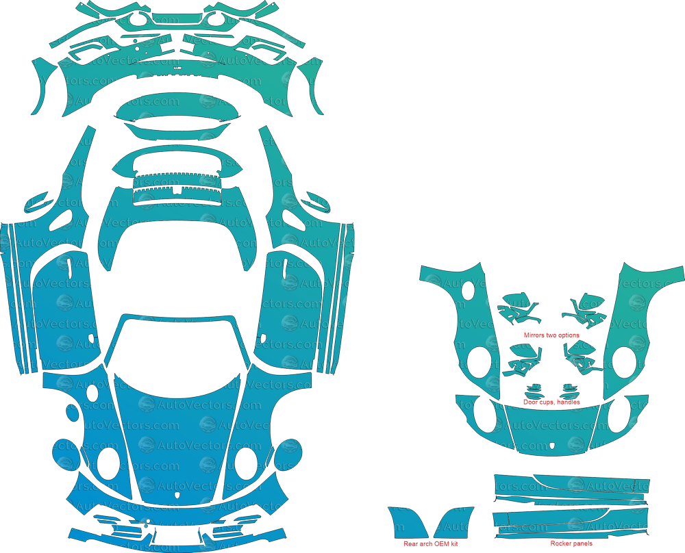 Porsche 911 (992) Turbo, Turbo S (From 2020) Cabriolet pre-cut PPF vector template download