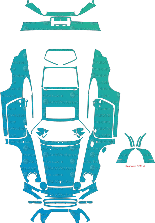 Porsche 911 (993) Carrera, Carrera 4 (1995 - 1998) Coupe pre-cut PPF vector template download