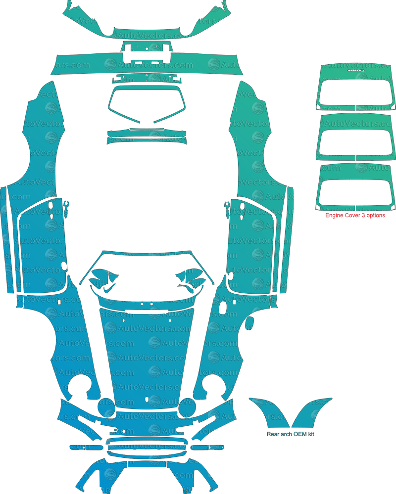 Porsche 911 (993) Carrera, Carrera 4, Targa 4 (1995 - 1998) Cabriolet pre-cut PPF vector template download