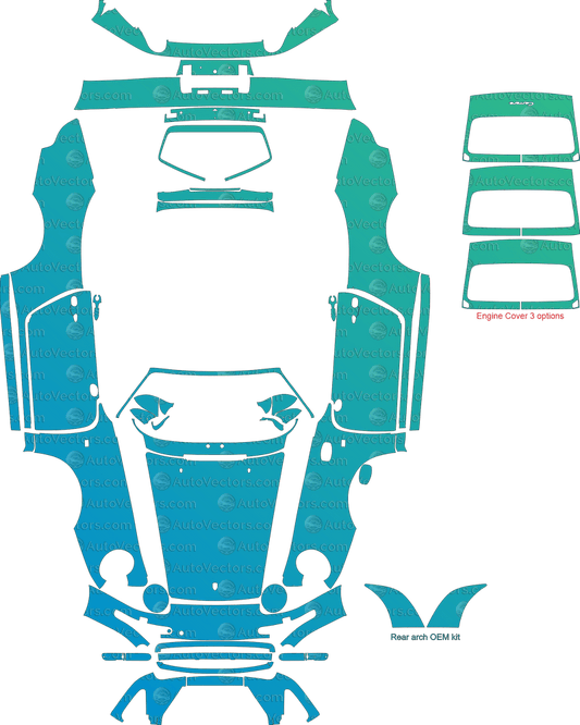 Porsche 911 (993) Carrera, Carrera 4, Targa 4 (1995 - 1998) Cabriolet pre-cut PPF vector template download