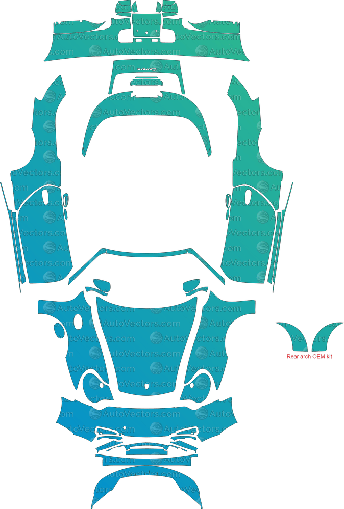 Porsche 911 (996.2) Carrera (2002 - 2005) Cabriolet pre-cut PPF vector template download