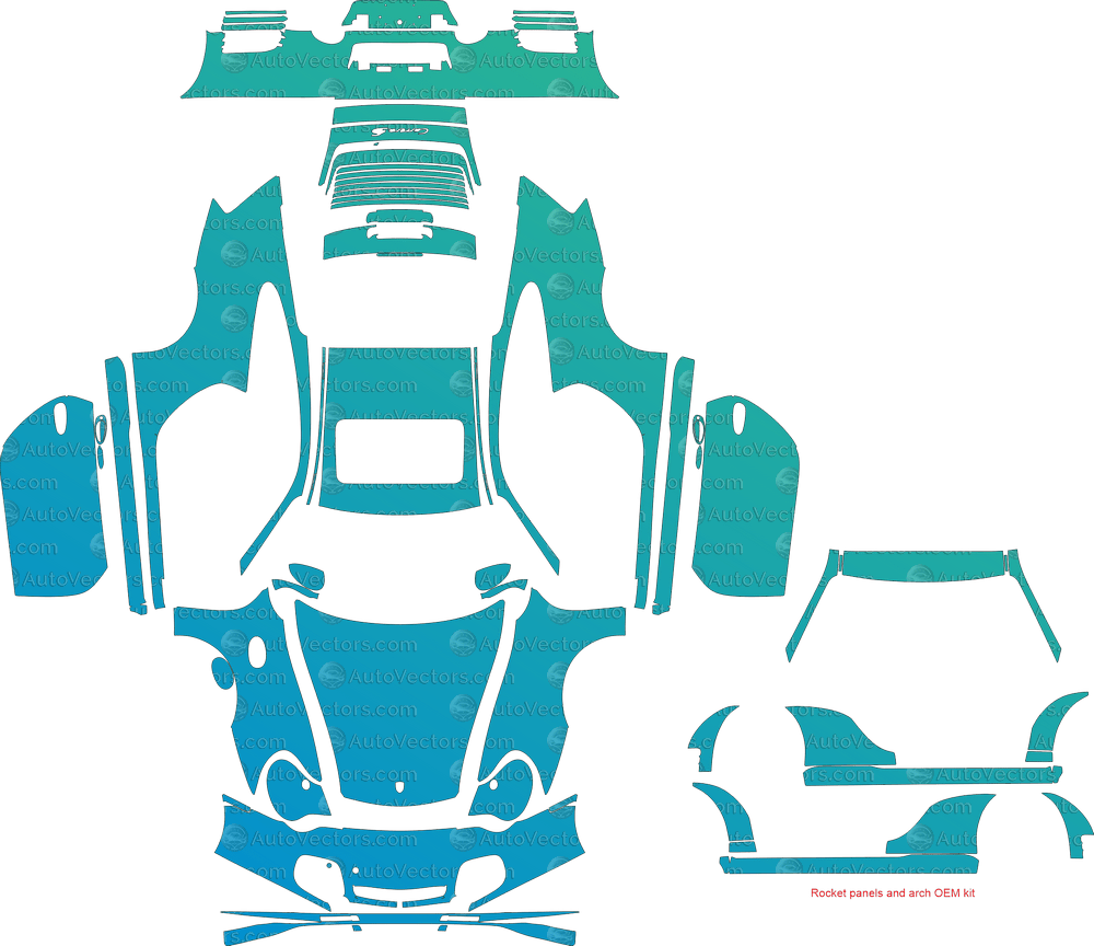 Porsche 911 (996.2) Carrera 4S (2002 - 2005) Coupe pre-cut PPF vector template download