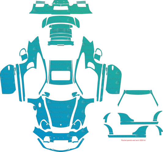 Porsche 911 (996.2) GT2 (2002 - 2005) Coupe pre-cut PPF vector template download