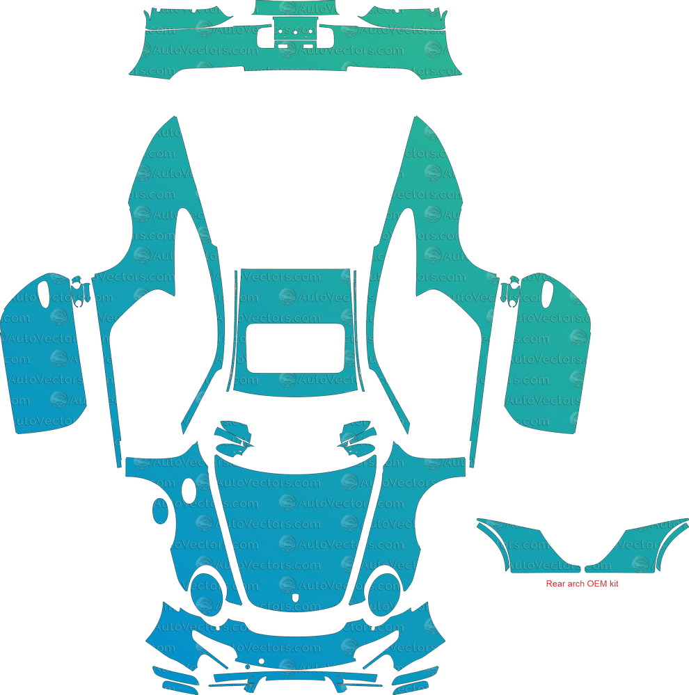 Porsche 911 (997.1) Carrera, 4, 4S, S (2005 - 2008) Coupe pre-cut PPF vector template download
