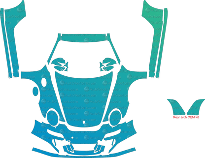Porsche 911 (997.1) GT3 RS (2007 - 2009) Coupe pre-cut PPF vector template download
