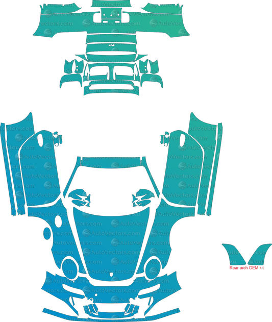 Porsche 911 (997.1) GT3 RS (2007 - 2009) Coupe pre-cut PPF vector template download