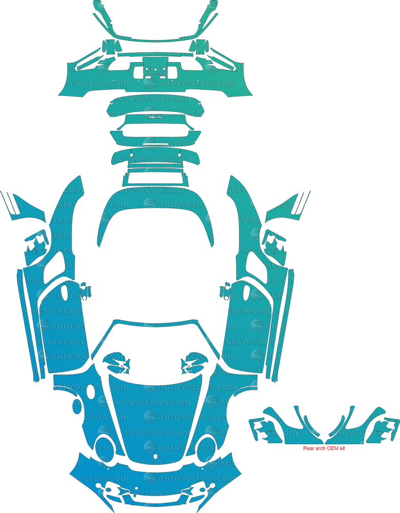 Porsche 911 (997.1) Turbo (2007 - 2009) Convertible pre-cut PPF vector template download