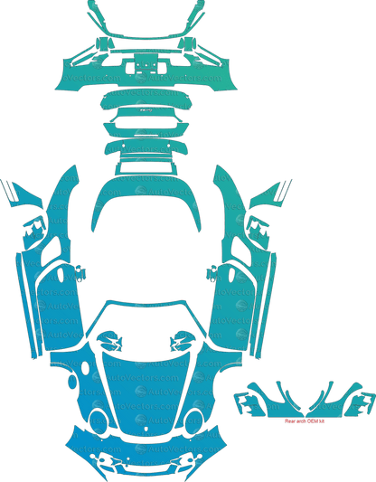 Porsche 911 (997.1) Turbo (2007 - 2009) Convertible pre-cut PPF vector template download