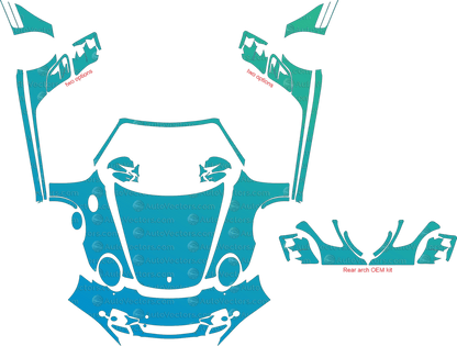 Porsche 911 (997.1) Turbo (2007 - 2009) Convertible pre-cut PPF vector template download