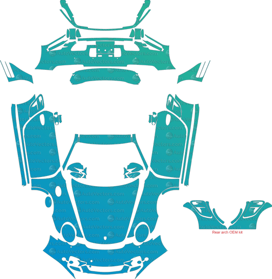 Porsche 911 (997.1) Turbo, Turbo S (2007 - 2009) Coupe pre-cut PPF vector template download