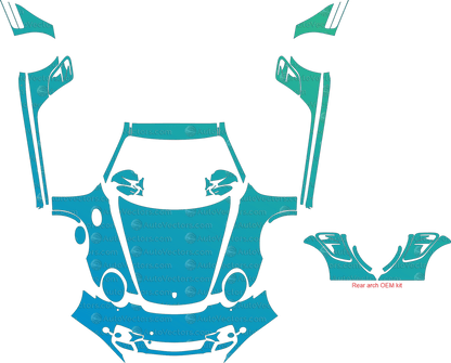Porsche 911 (997.1) Turbo, Turbo S (2007 - 2009) Coupe pre-cut PPF vector template download