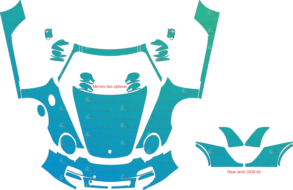 Porsche 911 (997.2) Carrera 4S (2009 - 2012) Targa pre-cut PPF vector template download