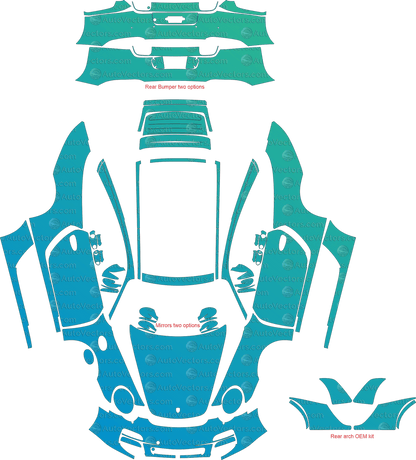 Porsche 911 (997.2) Carrera 4S (2009 - 2012) Targa pre-cut PPF vector template download