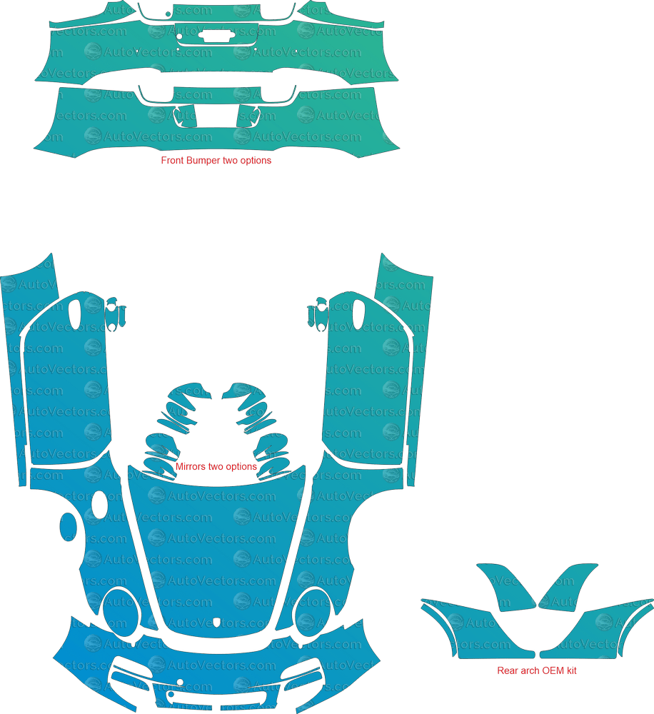 Porsche 911 (997.2) Carrera, Carrera 4S, (2009 - 2011) Cabriolet, Convertible pre-cut PPF vector template download