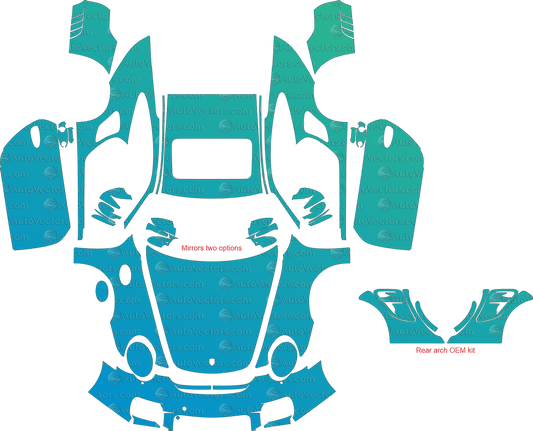 Porsche 911 (997.2) GT2 (2008 - 2011) Coupe pre-cut PPF vector template download
