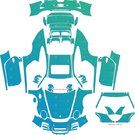 Porsche 911 (997.2) GT3 (2009 - 2012) Coupe pre-cut PPF vector template download