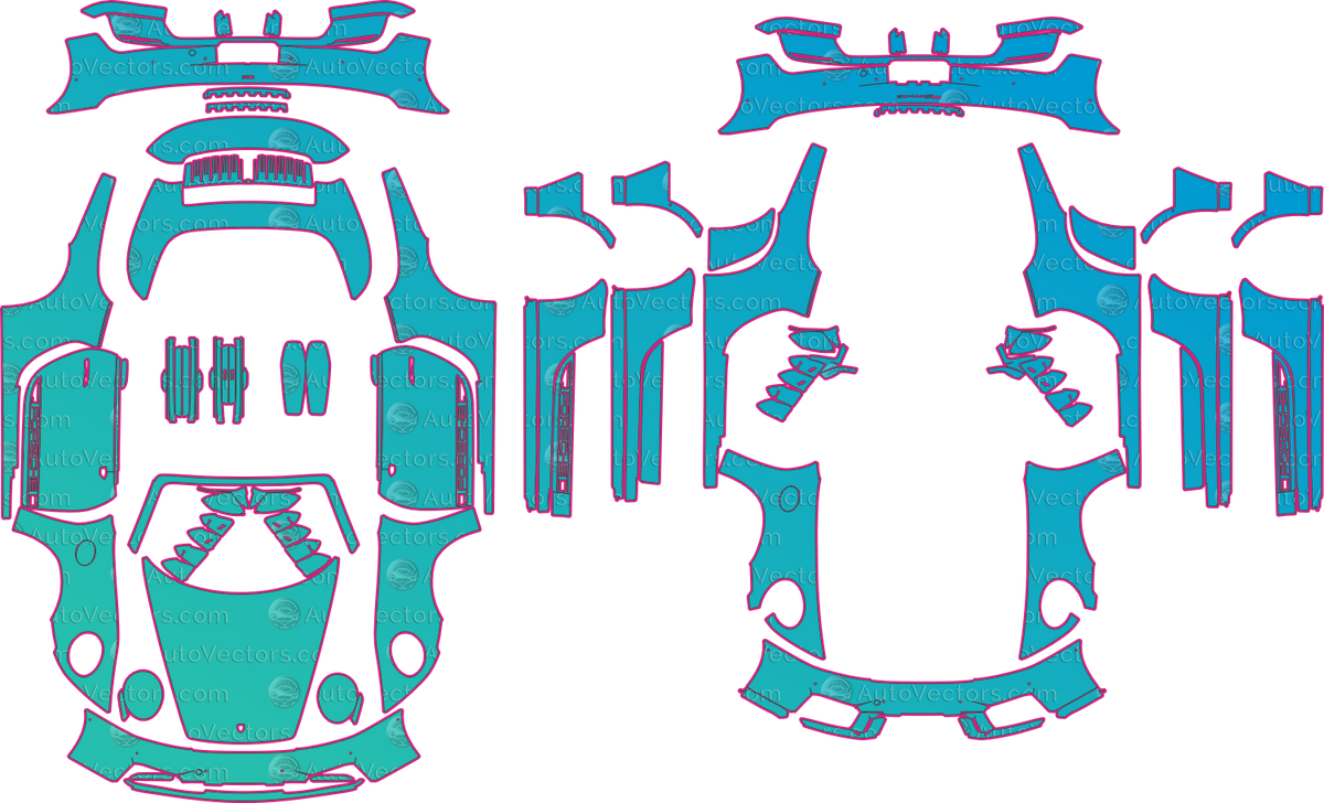 Porsche 911 Carrera 4S (From 2026) Cabriolet pre-cut PPF pattern layout