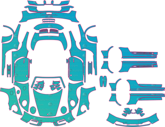 Porsche 911 GTS 992 (From 2025) Convertible Pre-Cut PPF Pattern Templates – pre-cut PPF pattern templates, digital download vector files (CDR, AI, PDF, DXF, SVG)