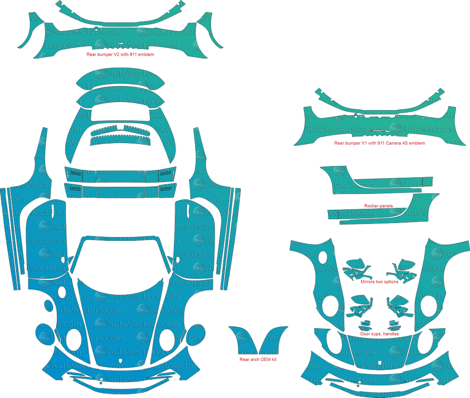 Porsche 911 992.1 Pre-Cut PPF Templates Instant digital files download ...