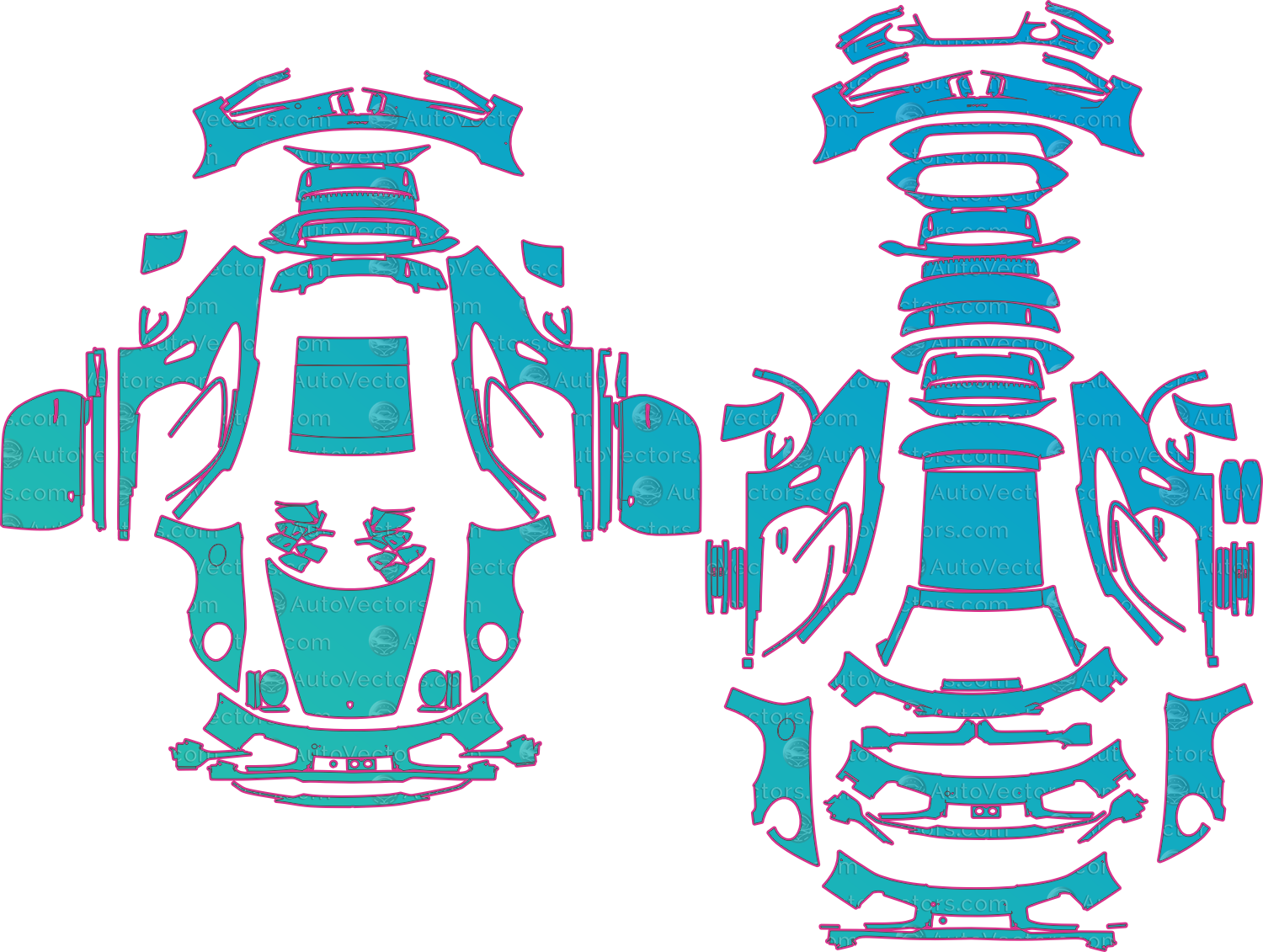 Porsche 911 Turbo S Sport Design 992.2 (From 2026) Coupe – pre-cut PPF pattern templates, instant digital download vector cut files (CDR, AI, PDF, SVG)