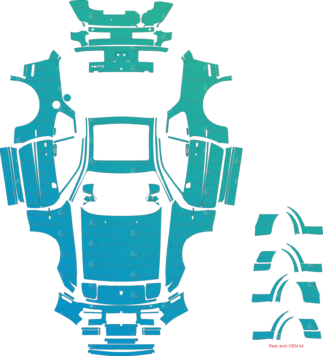 Porsche 944 Turbo (951) (1985–1991) Coupe pre-cut PPF vector template download