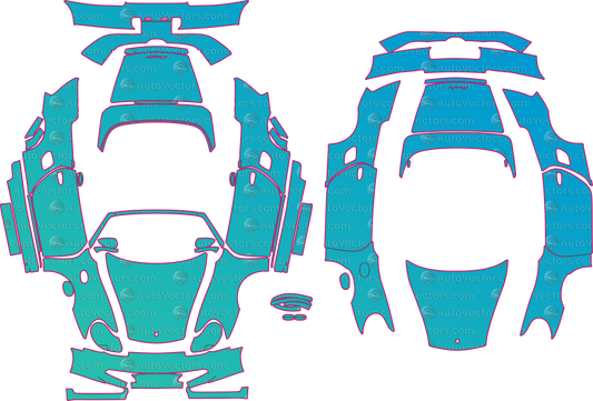 Porsche Boxster 986 (From 2001) Convertible Pre-Cut PPF Pattern Templates – pre-cut PPF pattern templates, digital download vector files (CDR, AI, PDF, DXF, SVG)