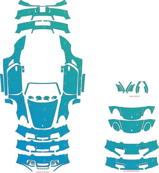 Porsche Boxster Base, S 987.1 (2005 - 2008) Roadster Pre - cut Pattern templates pre - cut PPF template digital file download
