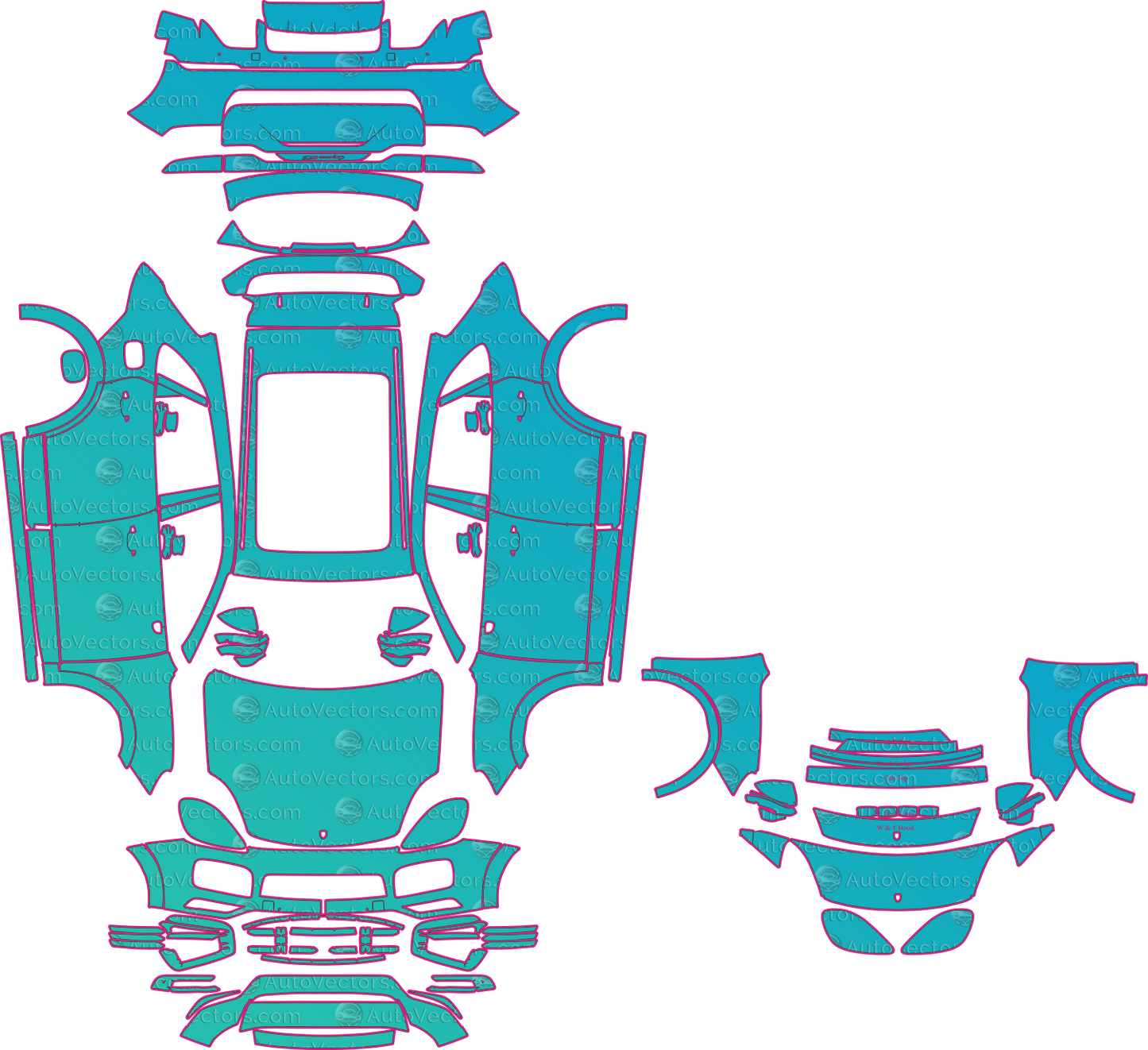 Porsche Cayenne 9YA GTS (From 2020) SUV Pre-Cut PPF Pattern Templates – pre-cut PPF pattern templates, digital download vector files (CDR, AI, PDF, DXF, SVG)