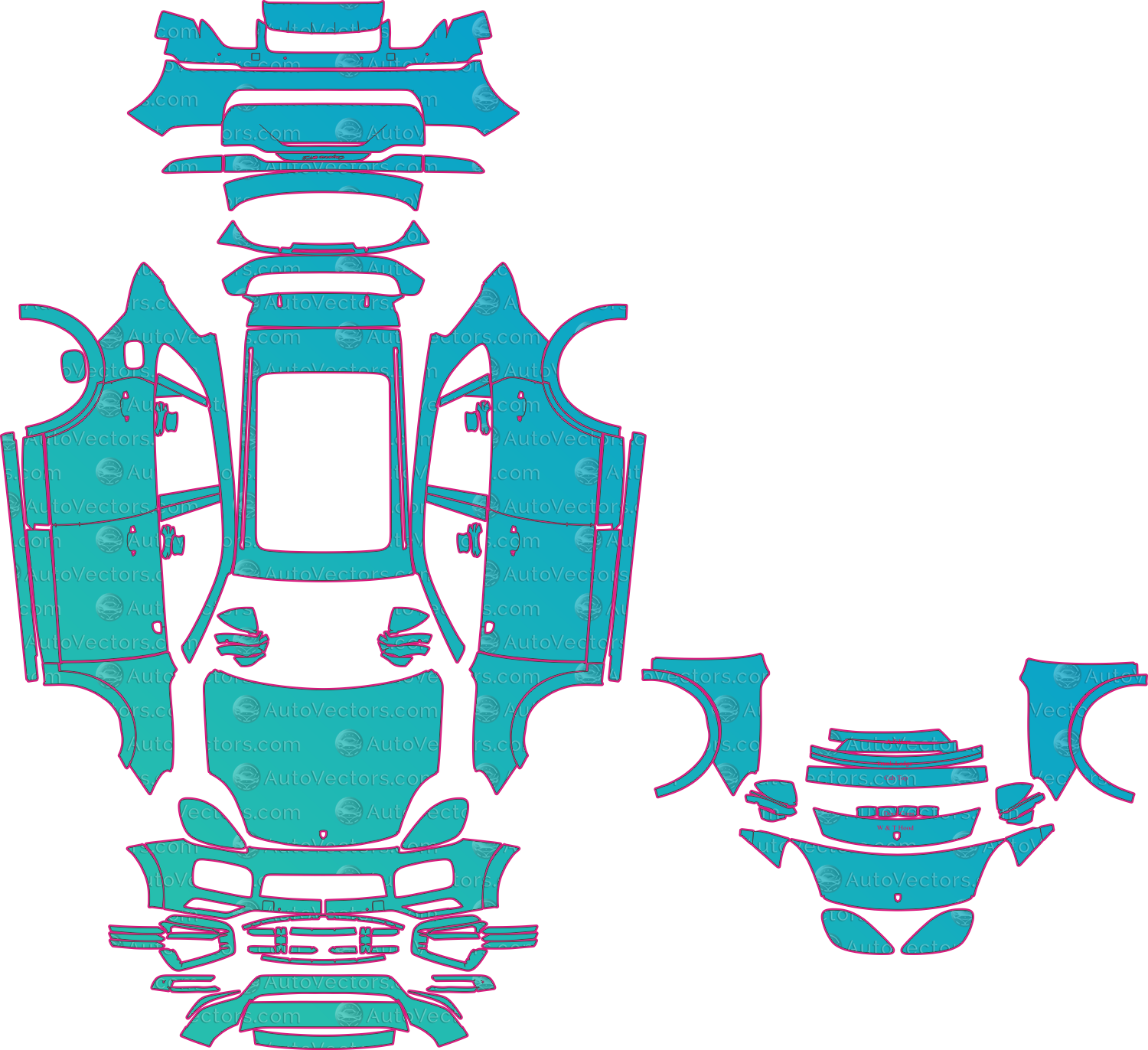 Porsche Cayenne 9YA GTS (From 2020) SUV Pre-Cut PPF Pattern Templates – pre-cut PPF pattern templates, digital download vector files (CDR, AI, PDF, DXF, SVG)