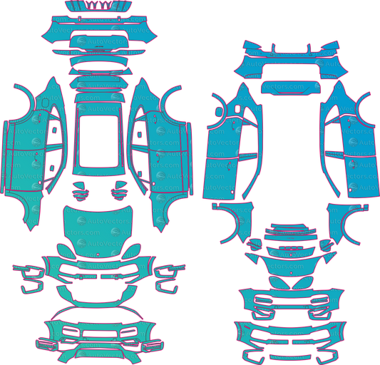 Porsche Cayenne 9YA Turbo S E-Hybrid-Turbo (From 2018) SUV Pre-Cut PPF Pattern Templates – pre-cut PPF pattern templates, digital download vector files (CDR, AI, PDF, DXF, SVG)