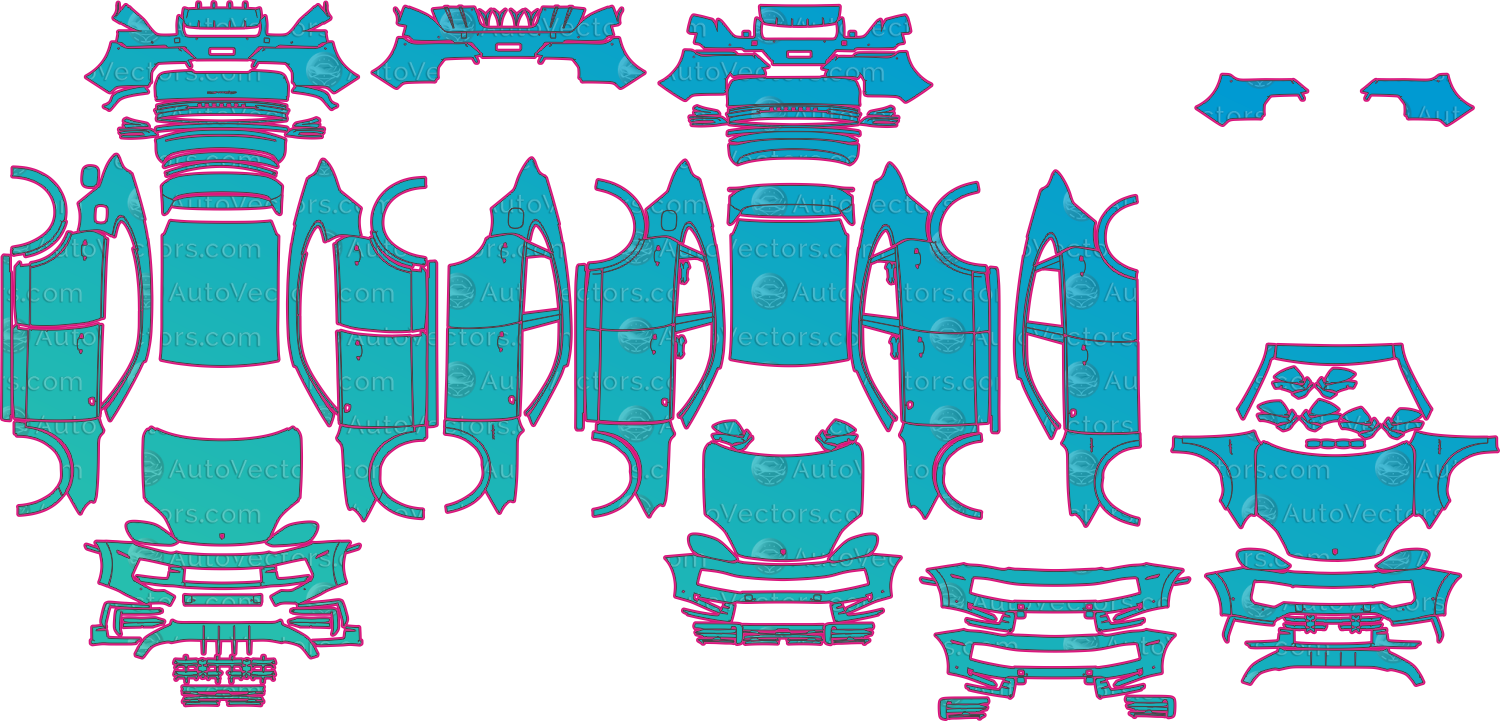 Porsche Cayenne 9YB GTS Facelift (From 2024) Coupe Pre-Cut PPF Pattern Templates – pre-cut PPF pattern templates, digital download vector files (CDR, AI, PDF, DXF, SVG)