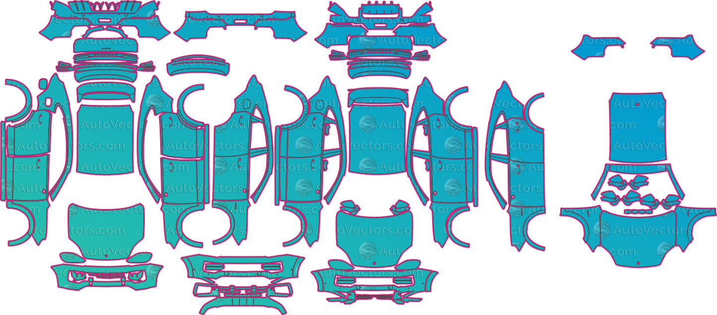 Porsche Cayenne 9YB Turbo GT Facelift (From 2023) Coupe Pre-Cut PPF Pattern Templates – pre-cut PPF pattern templates, digital download vector files (CDR, AI, PDF, DXF, SVG)