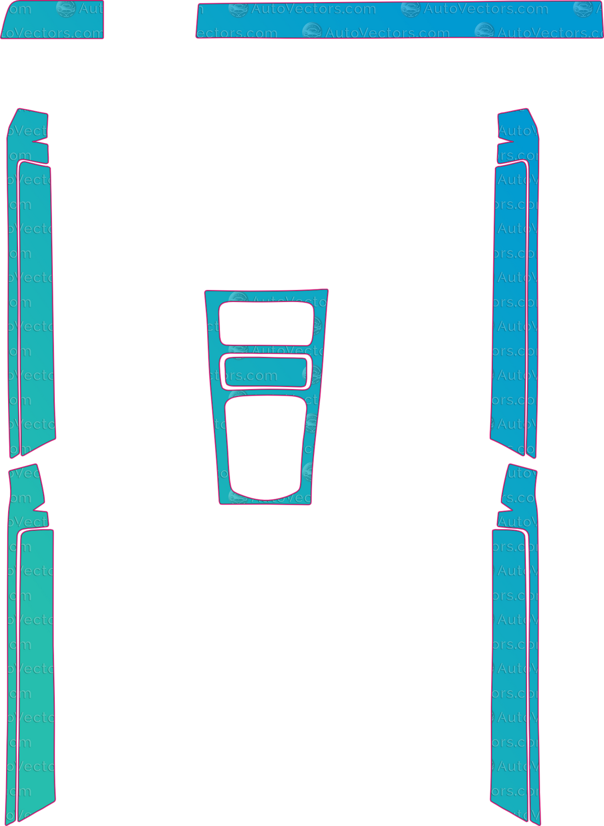 Porsche Cayenne Base (From 2010) SUV Interior – interior pre-cut PPF pattern templates, instant digital download vector cut files (CDR, AI, PDF, SVG)