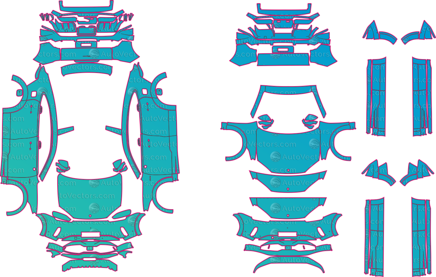 Porsche Cayenne Electric E4 (From 2026) Coupe Pre-Cut PPF Pattern Templates – pre-cut PPF pattern templates, digital download vector files (CDR, AI, PDF, DXF, SVG)