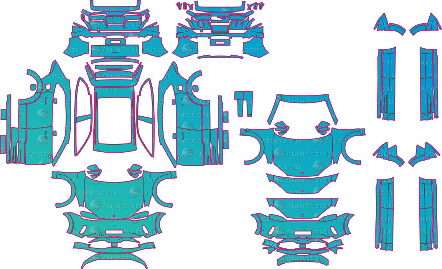 Porsche Cayenne Electric E4 (From 2026) SUV Pre-Cut PPF Pattern Templates – pre-cut PPF pattern templates, digital download vector files (CDR, AI, PDF, DXF, SVG)
