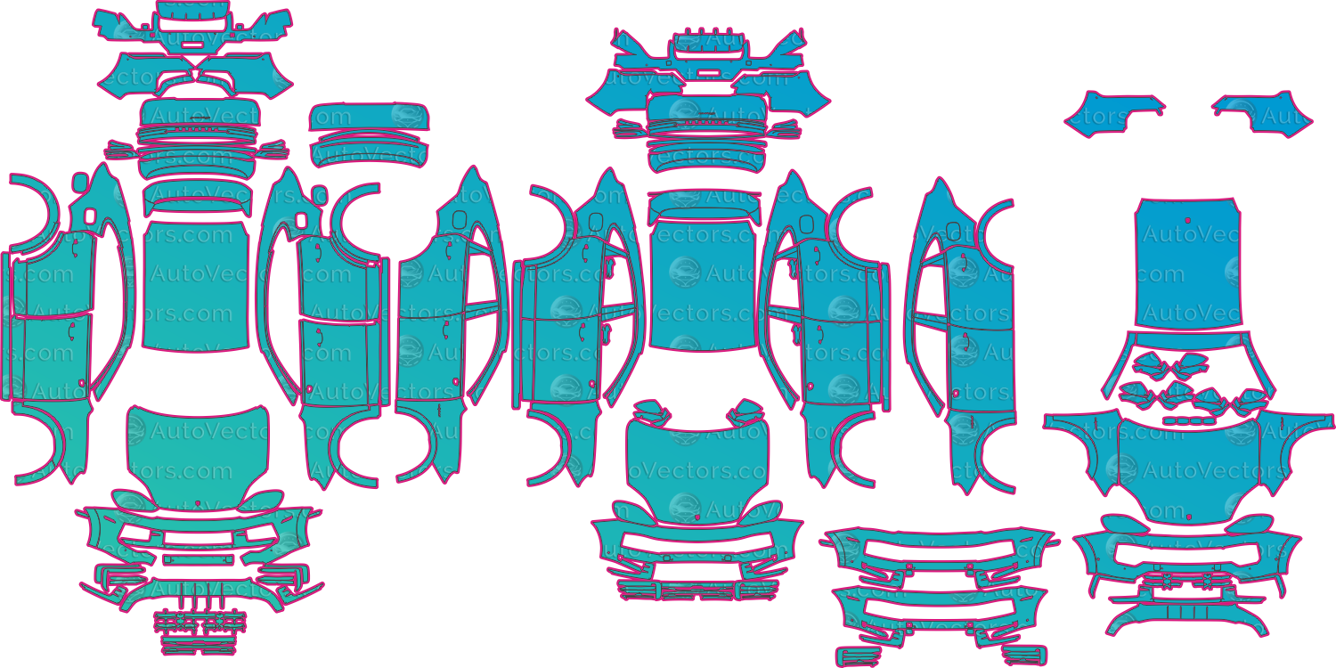 Porsche Cayenne S E-Hybrid 9YB Facelift (From 2023) Coupe Pre-Cut PPF Pattern Templates – pre-cut PPF pattern templates, digital download vector files (CDR, AI, PDF, DXF, SVG)