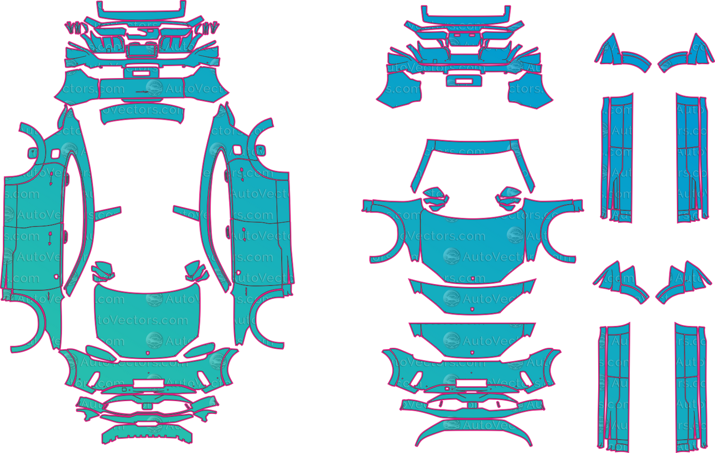 Porsche Cayenne S Electric E4 (From 2026) Coupe Pre-Cut PPF Pattern Templates – pre-cut PPF pattern templates, digital download vector files (CDR, AI, PDF, DXF, SVG)