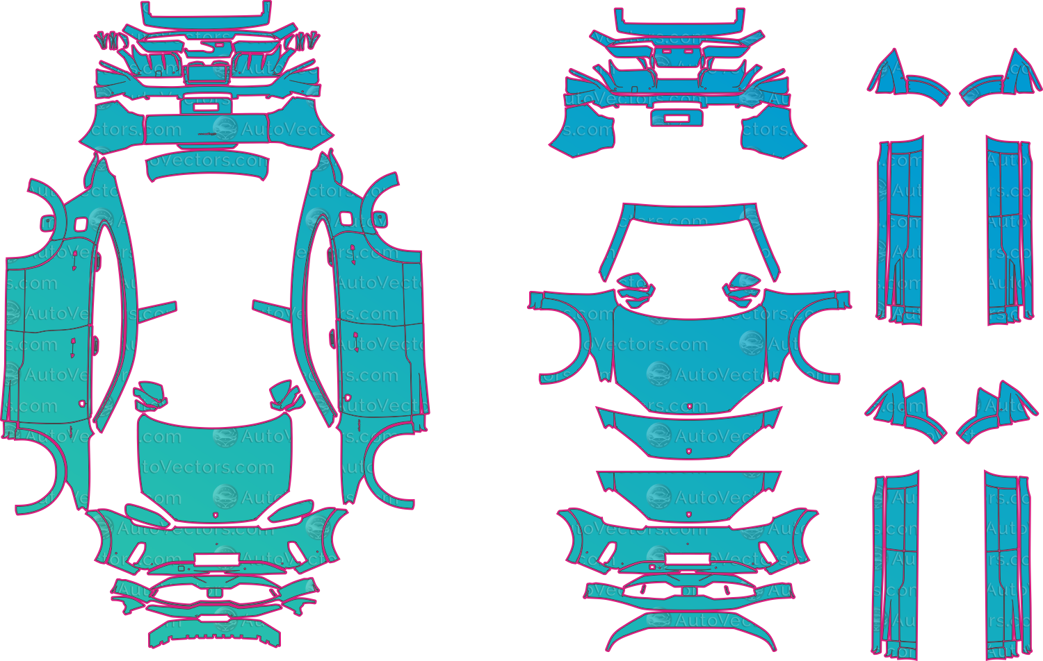 Porsche Cayenne S Electric E4 (From 2026) Coupe Pre-Cut PPF Pattern Templates – pre-cut PPF pattern templates, digital download vector files (CDR, AI, PDF, DXF, SVG)