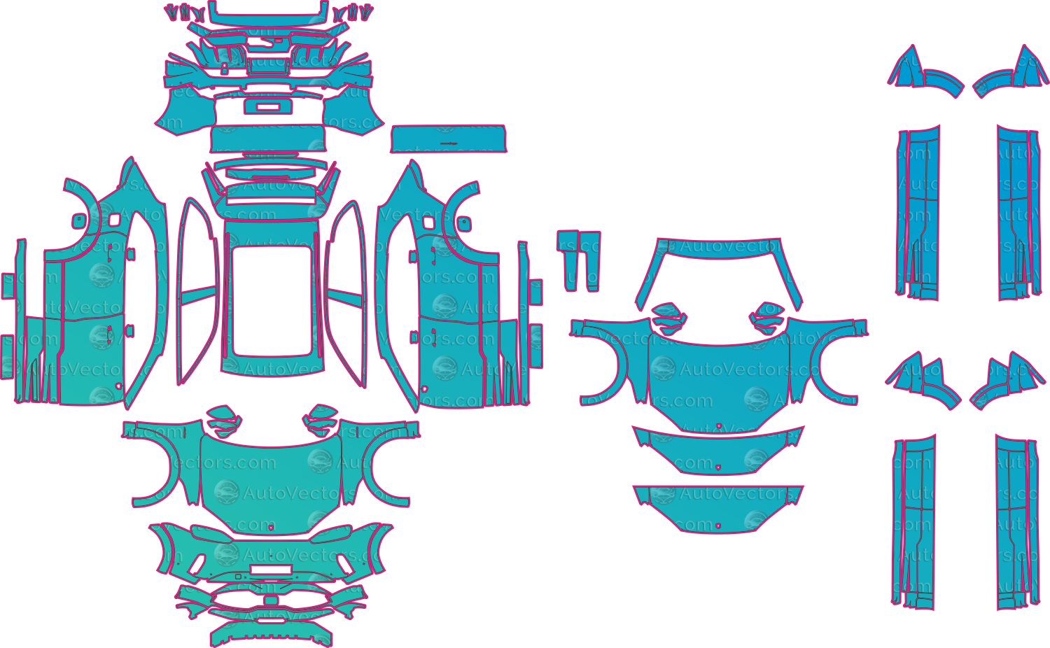 Porsche Cayenne S Electric E4 (From 2026) SUV Pre-Cut PPF Pattern Templates – pre-cut PPF pattern templates, digital download vector files (CDR, AI, PDF, DXF, SVG)